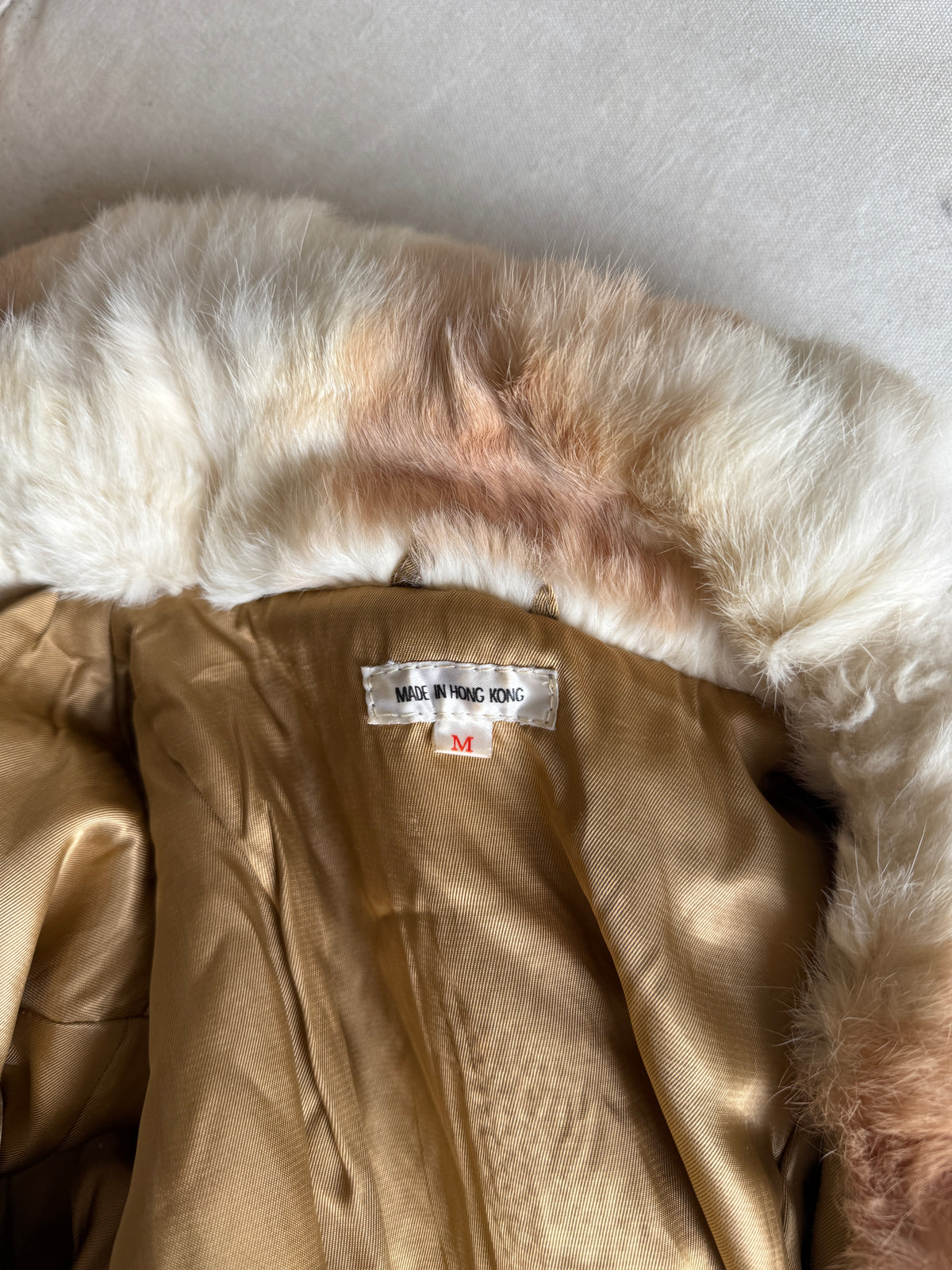 Beige Fur Bomber Jacket