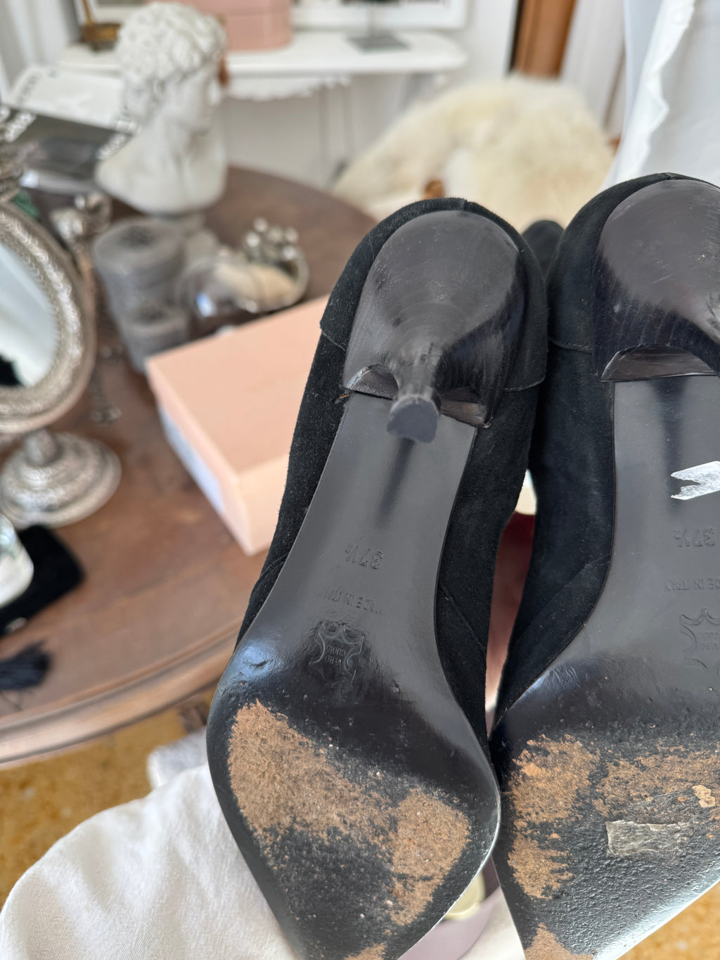 Black Suede Boots with Zipper