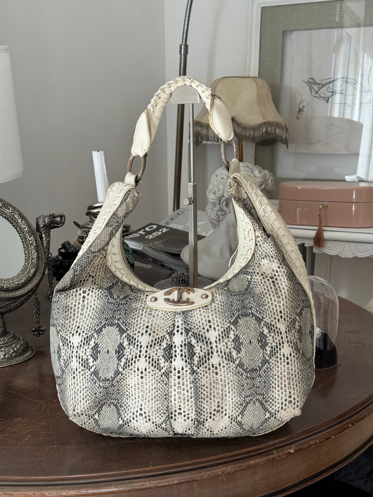Just Cavalli Hobo Bag with Snake Print