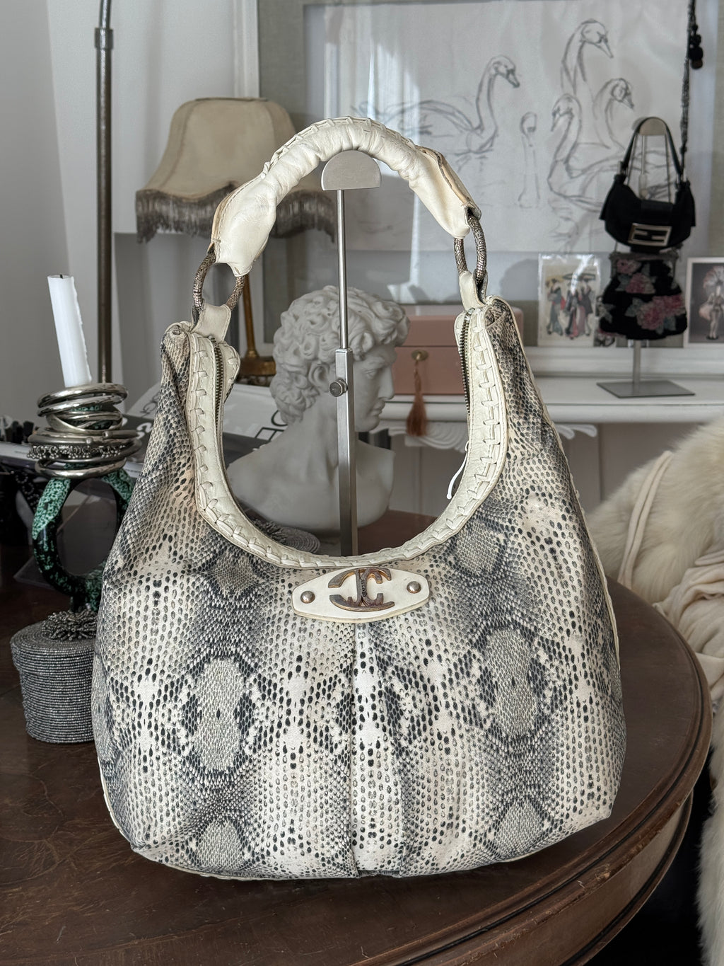 Just Cavalli Hobo Bag with Snake Print