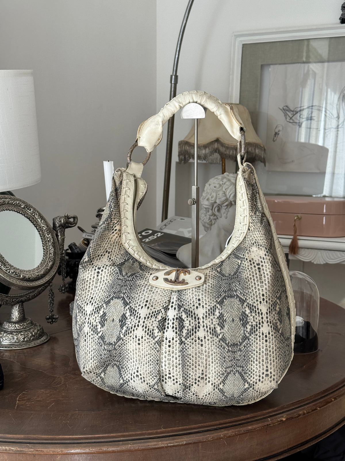 Just Cavalli Hobo Bag with Snake Print