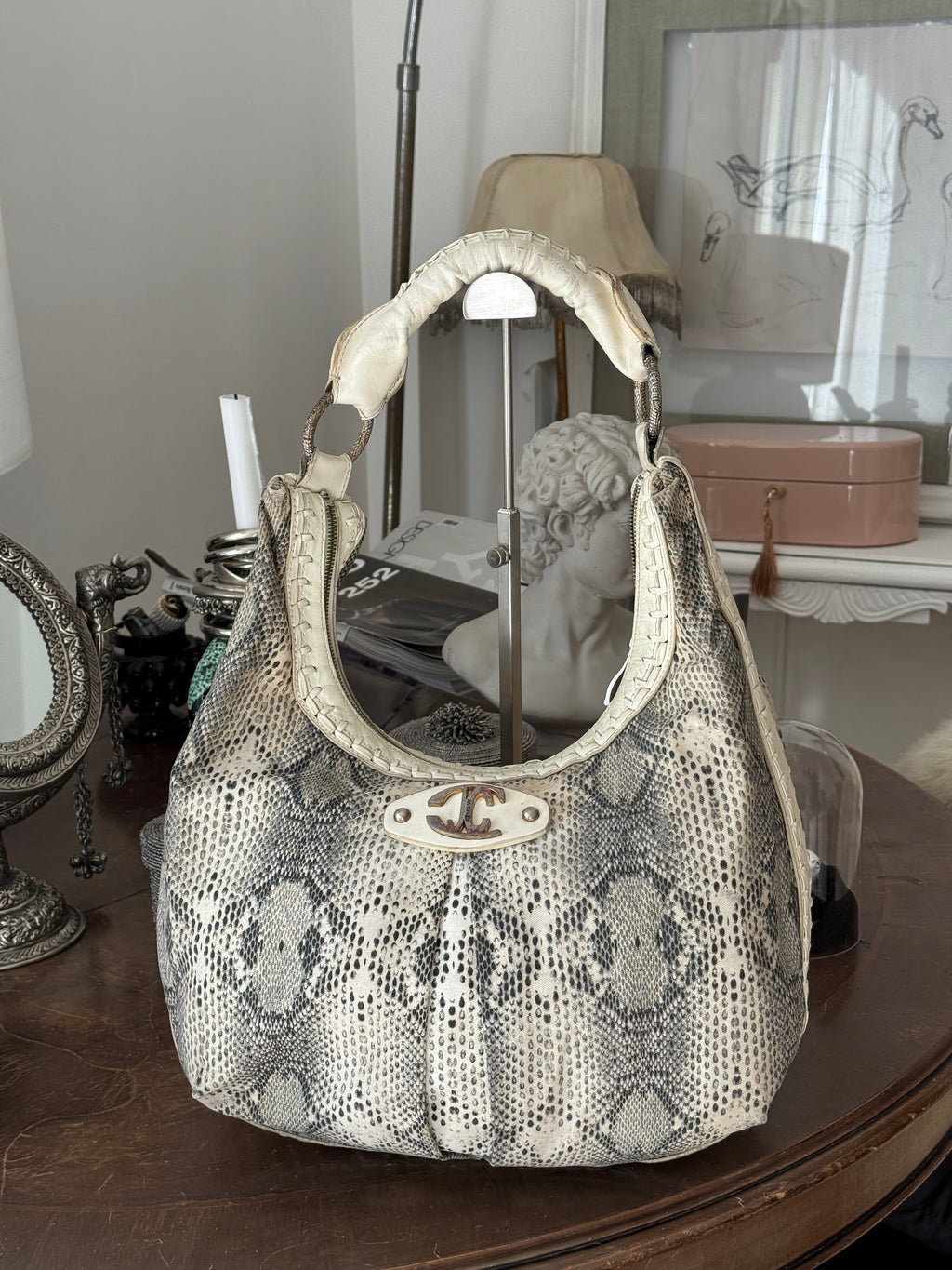 Just Cavalli Hobo Bag with Snake Print