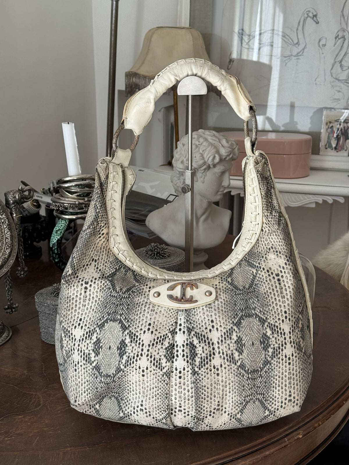 Just Cavalli Hobo Bag with Snake Print