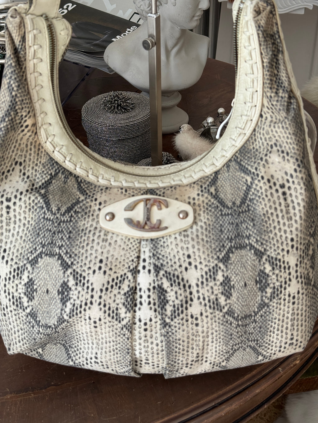 Just Cavalli Hobo Bag with Snake Print