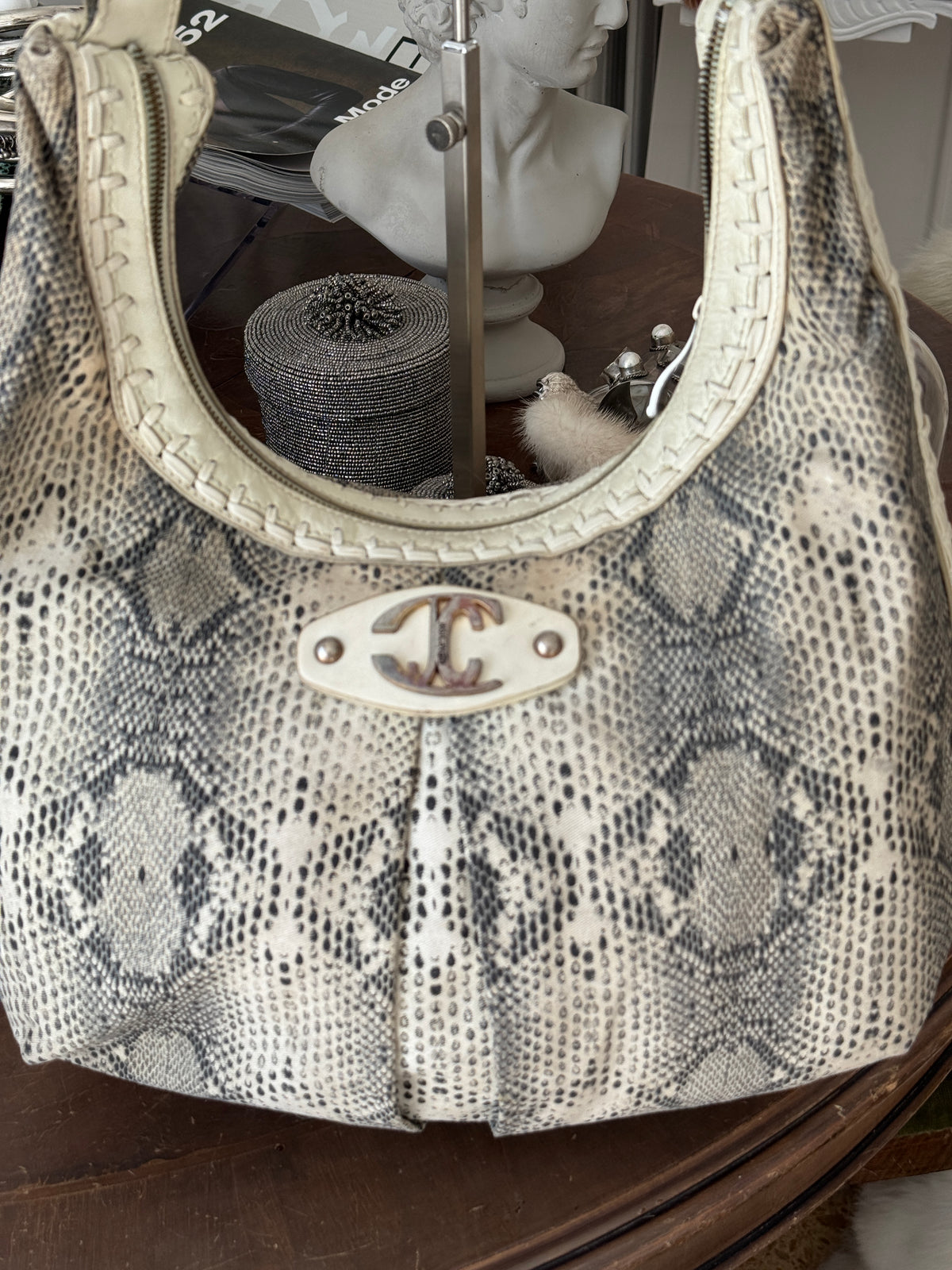 Just Cavalli Hobo Bag with Snake Print