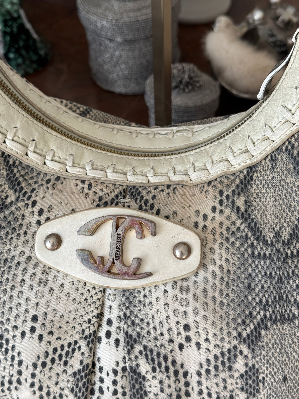 Just Cavalli Hobo Bag with Snake Print