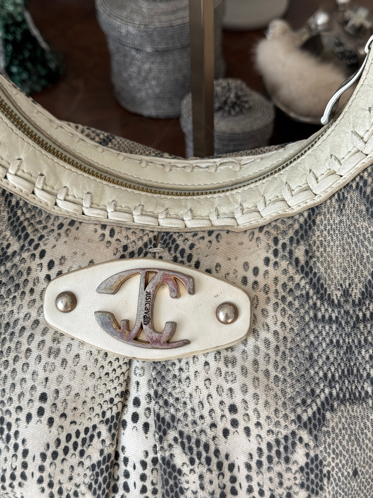 Just Cavalli Hobo Bag with Snake Print