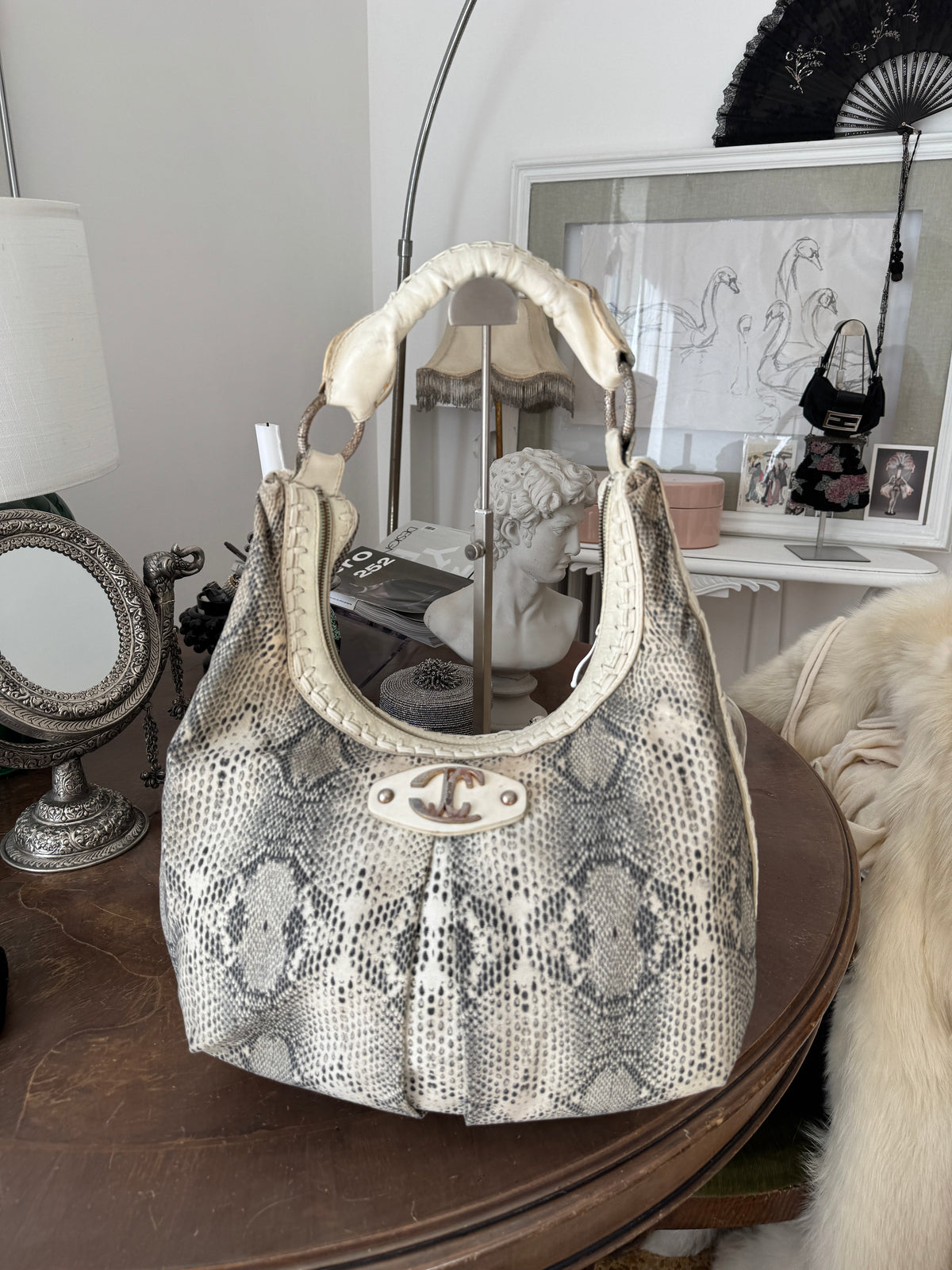 Just Cavalli Hobo Bag with Snake Print