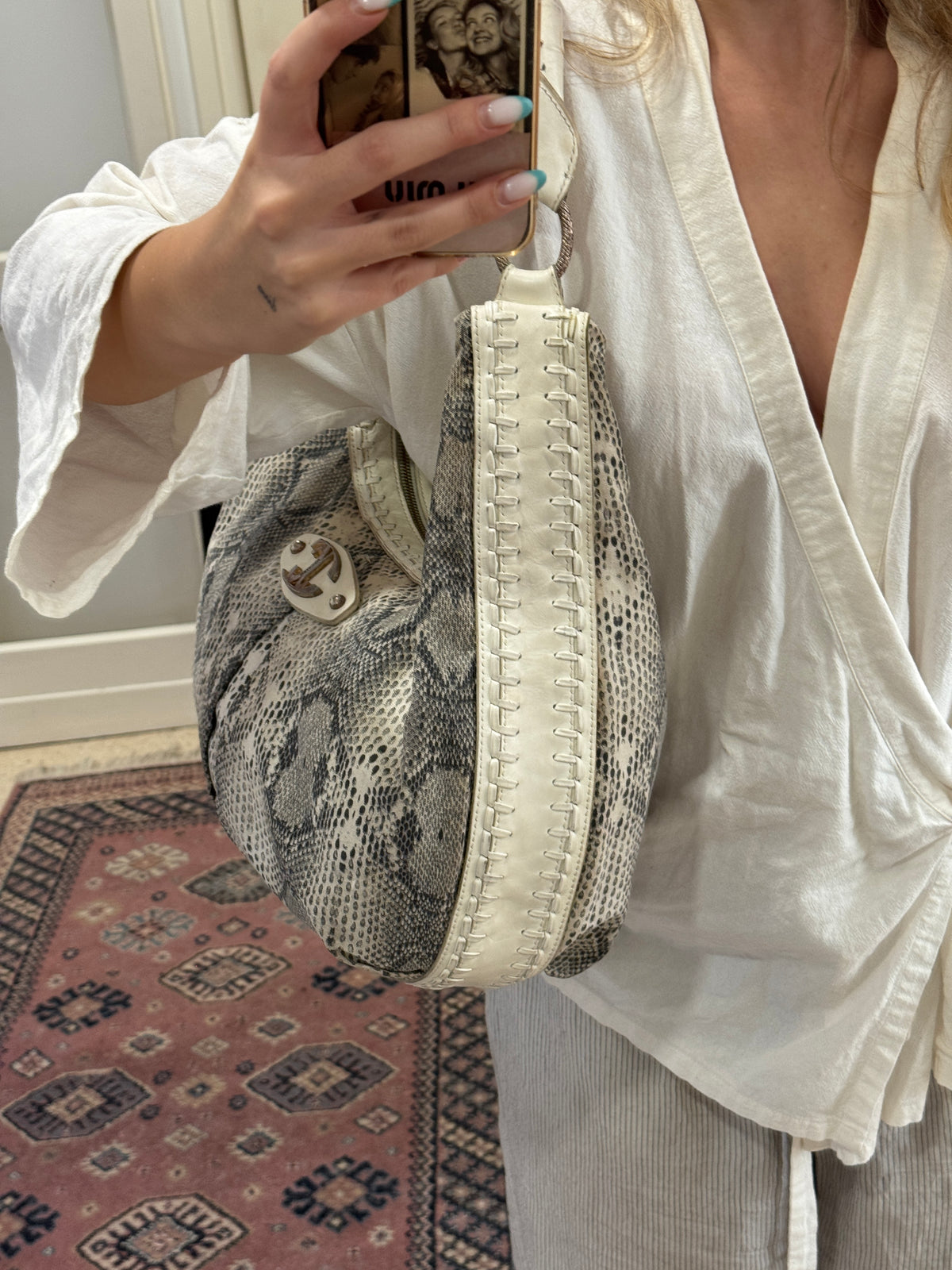 Just Cavalli Hobo Bag with Snake Print