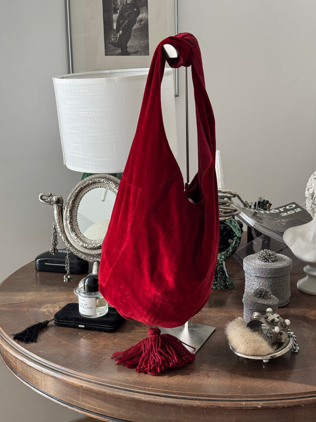 Red Velvet Bag with Tassle