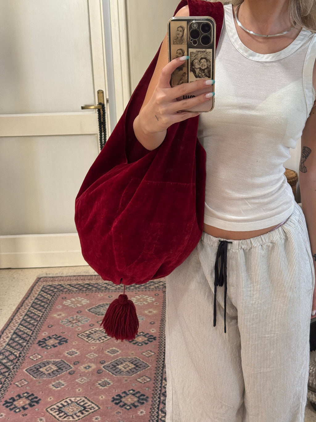 Red Velvet Bag with Tassle