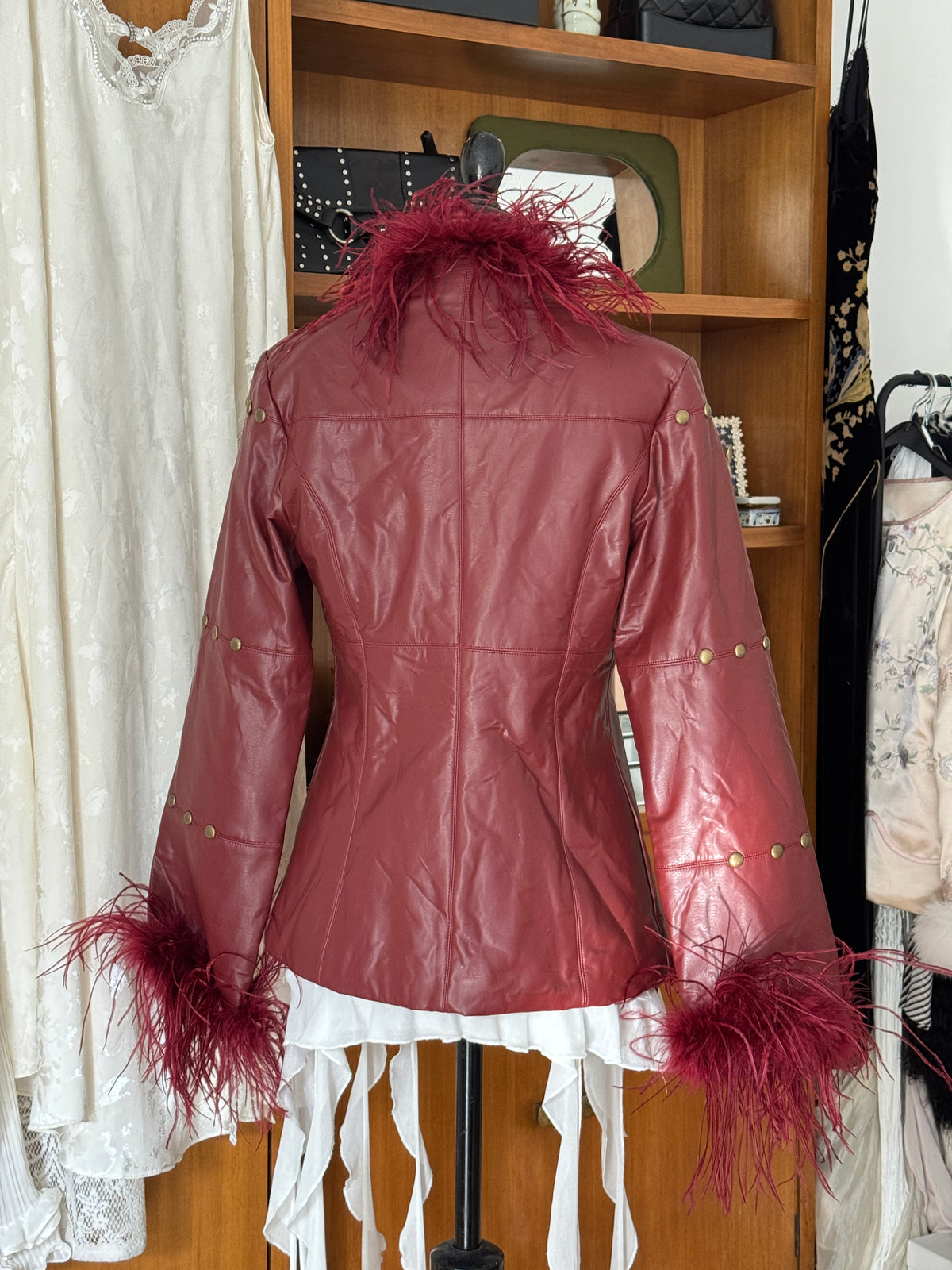 Red Jacket with Studs & Feathers