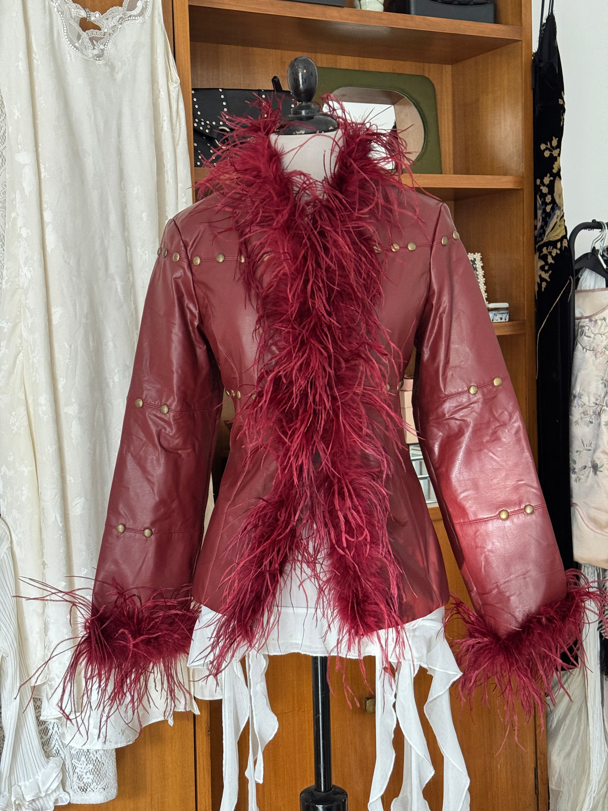 Red Jacket with Studs & Feathers