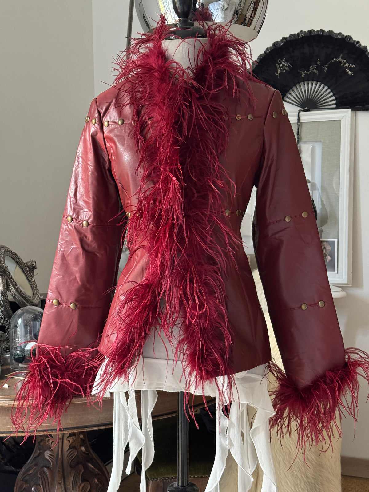 Red Jacket with Studs & Feathers