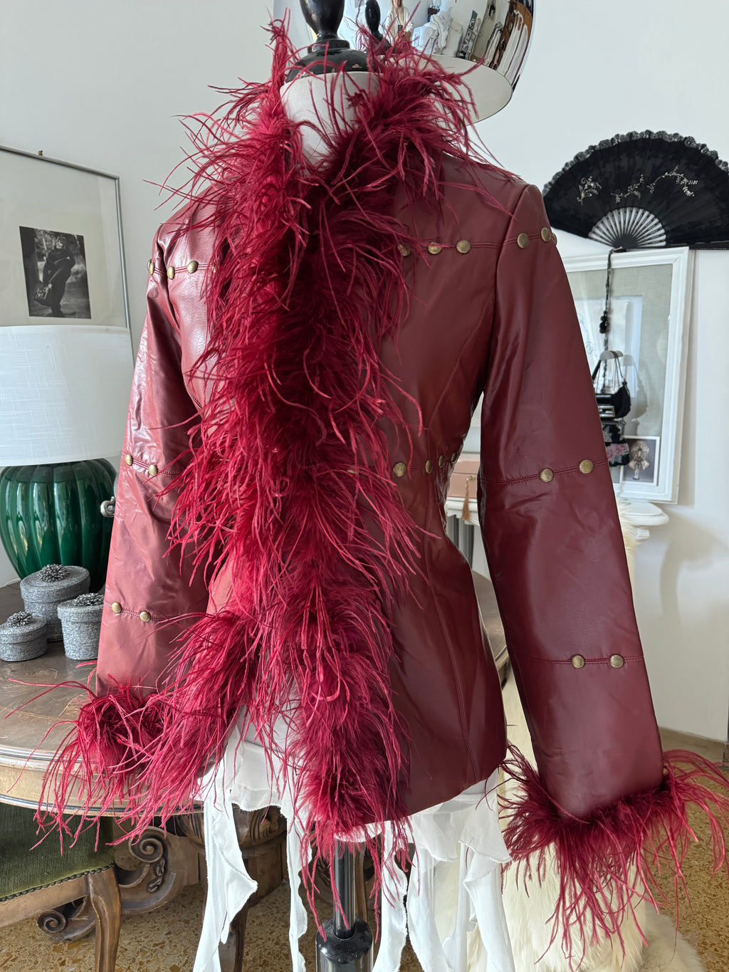 Red Jacket with Studs & Feathers