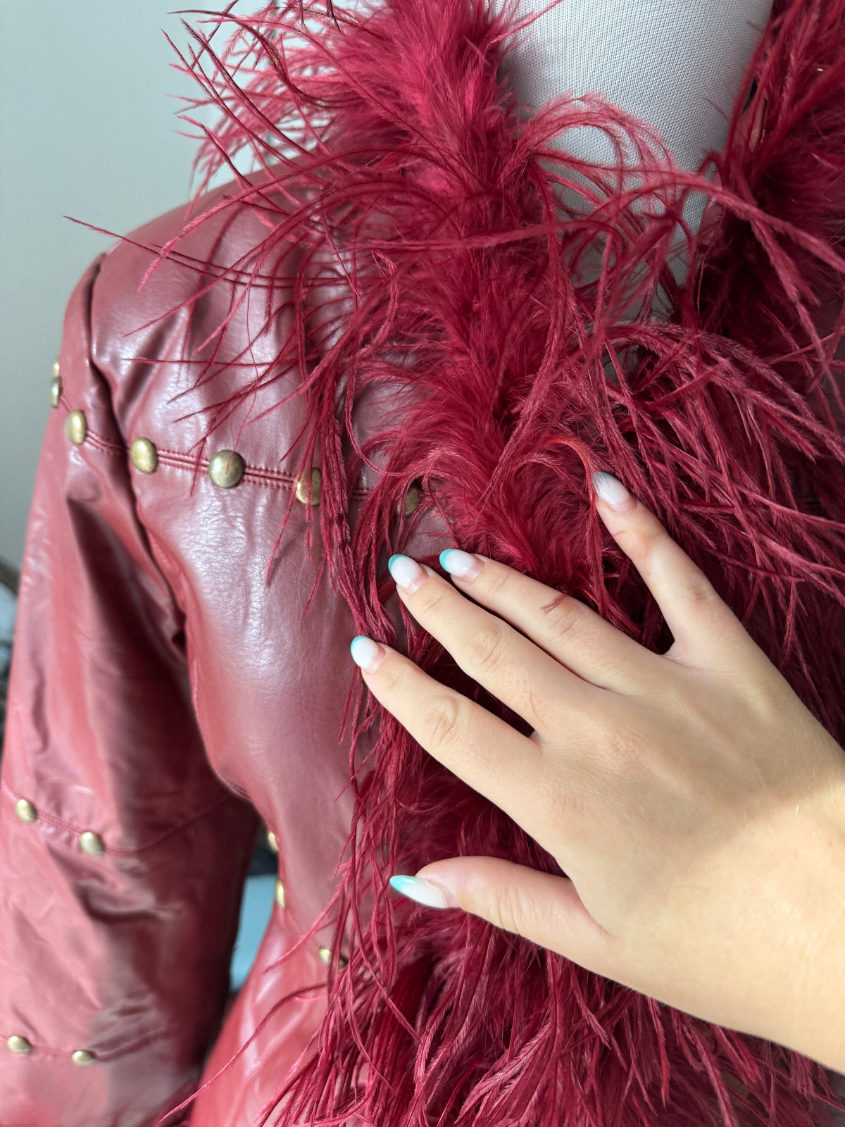 Red Jacket with Studs & Feathers