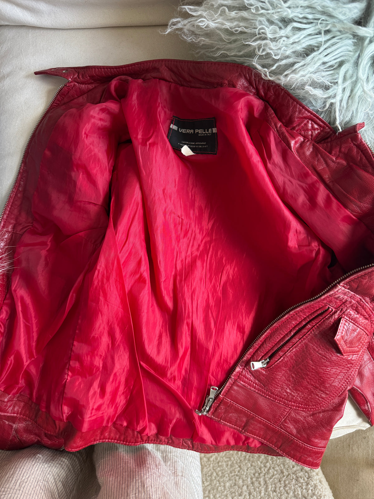 Red Leather Biker Jacket
