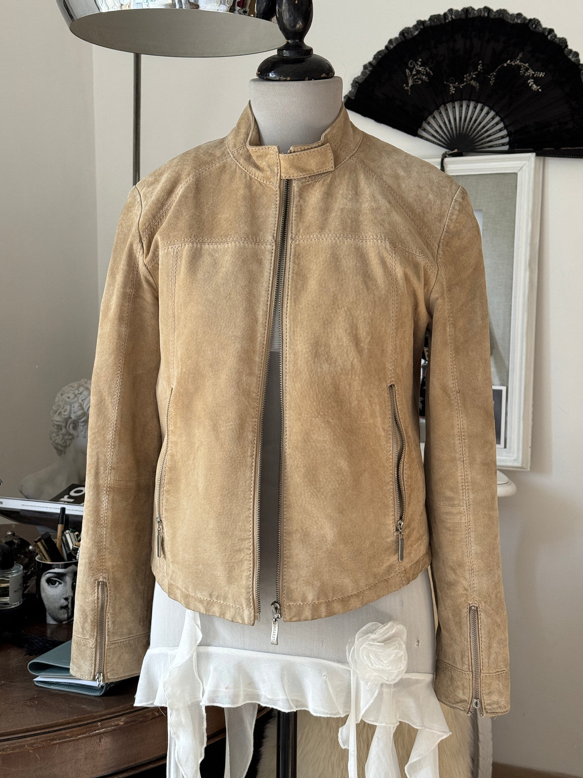 Beige Suede Leather Jacket