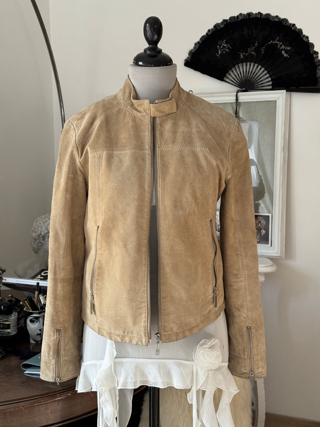Beige Suede Leather Jacket