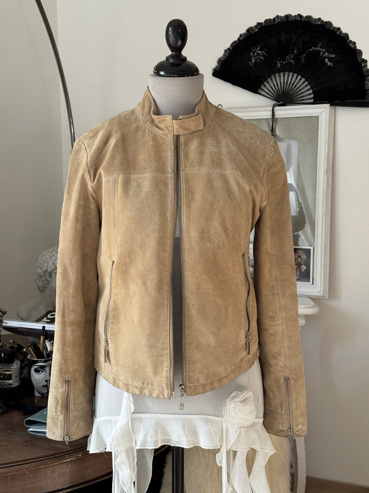 Beige Suede Leather Jacket