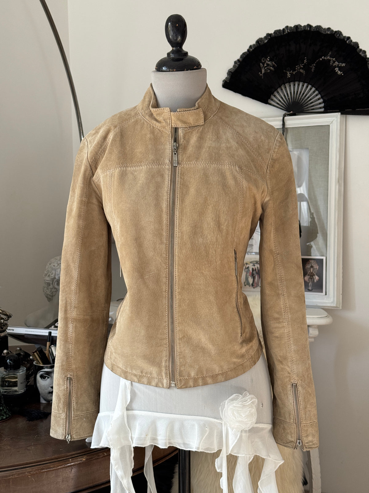 Beige Suede Leather Jacket