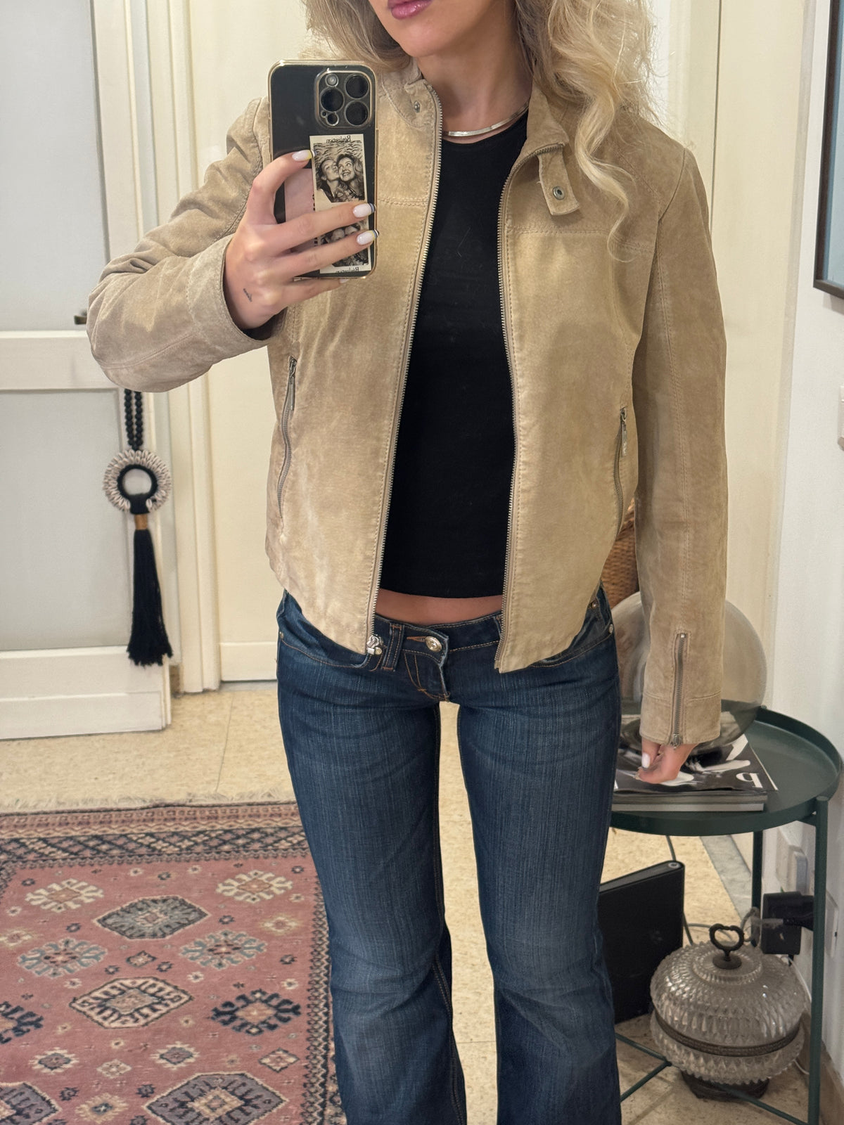 Beige Suede Leather Jacket