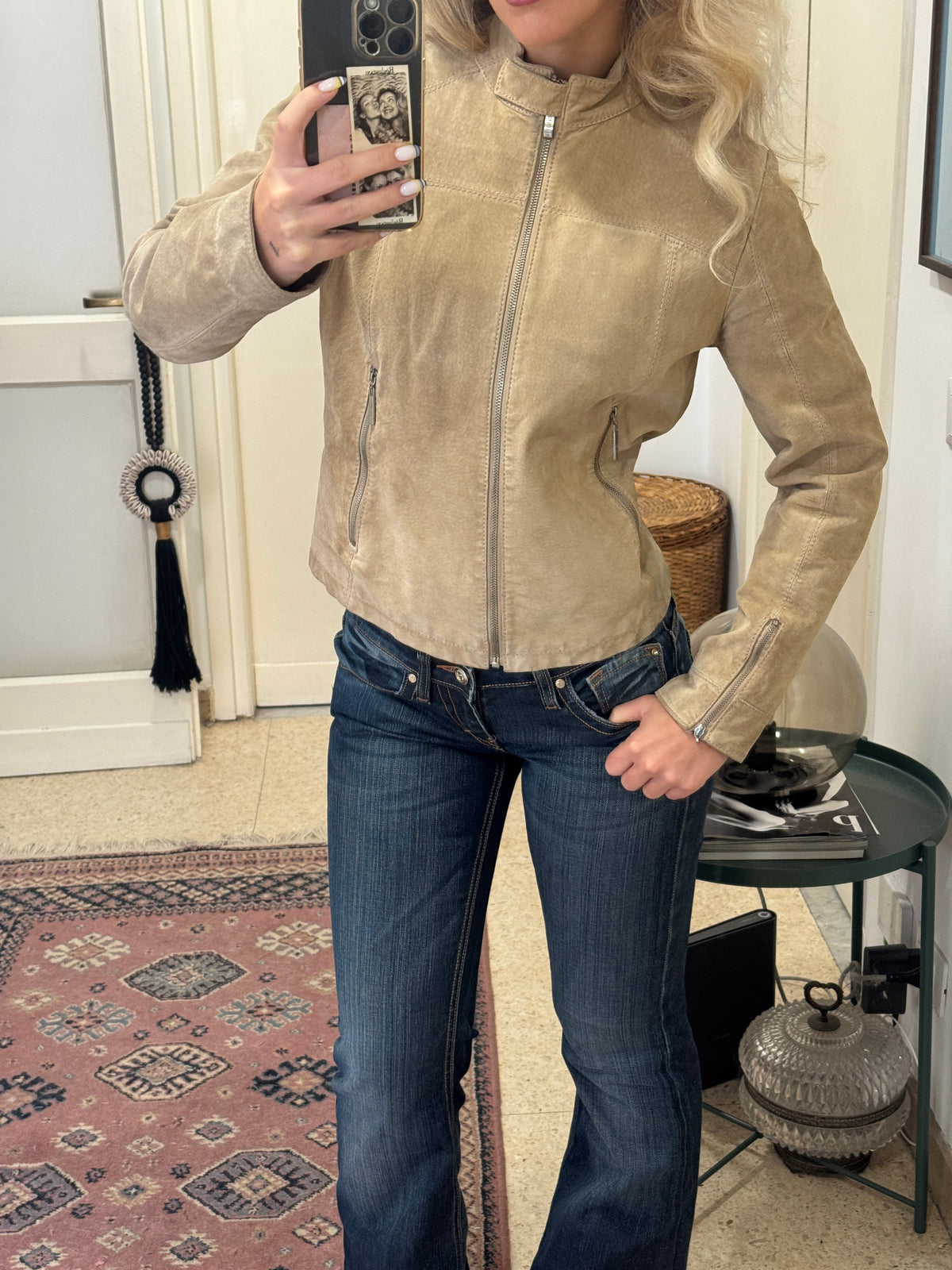 Beige Suede Leather Jacket