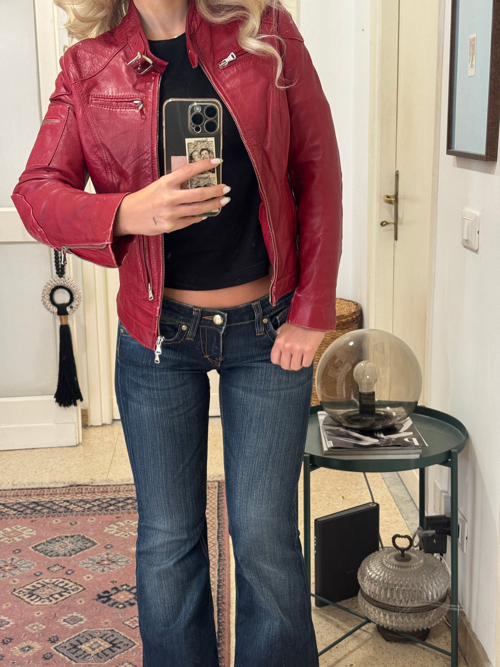 Red Leather Biker Jacket