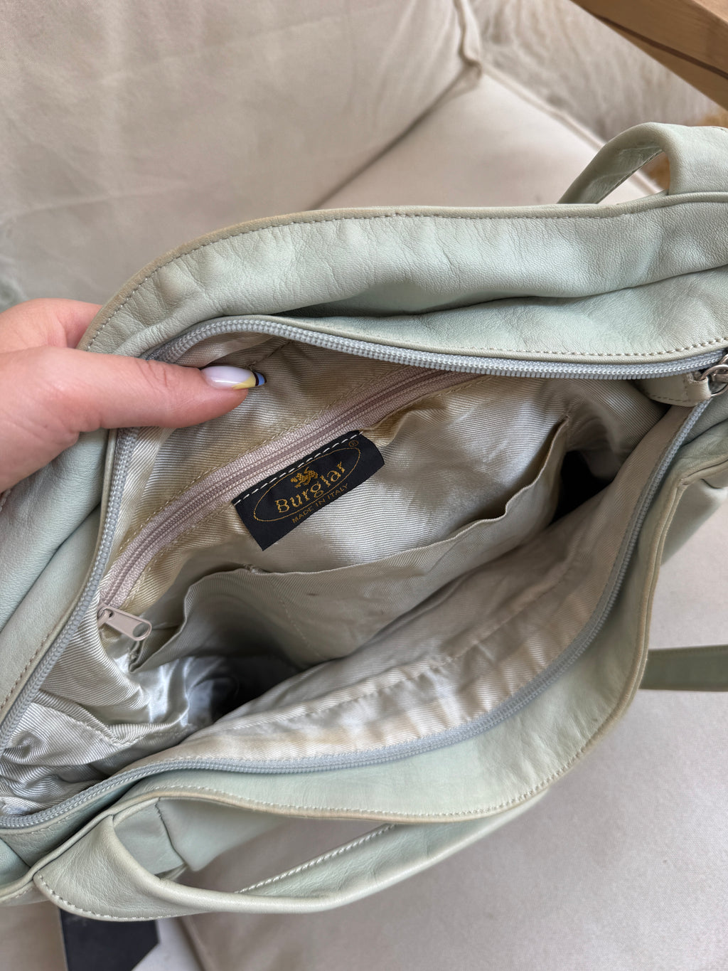Mint Green Leather Hobo Bag