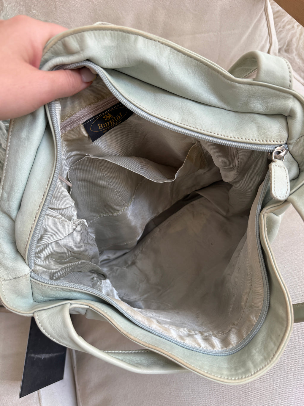 Mint Green Leather Hobo Bag