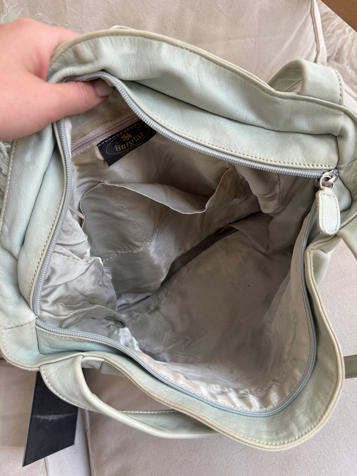 Mint Green Leather Hobo Bag