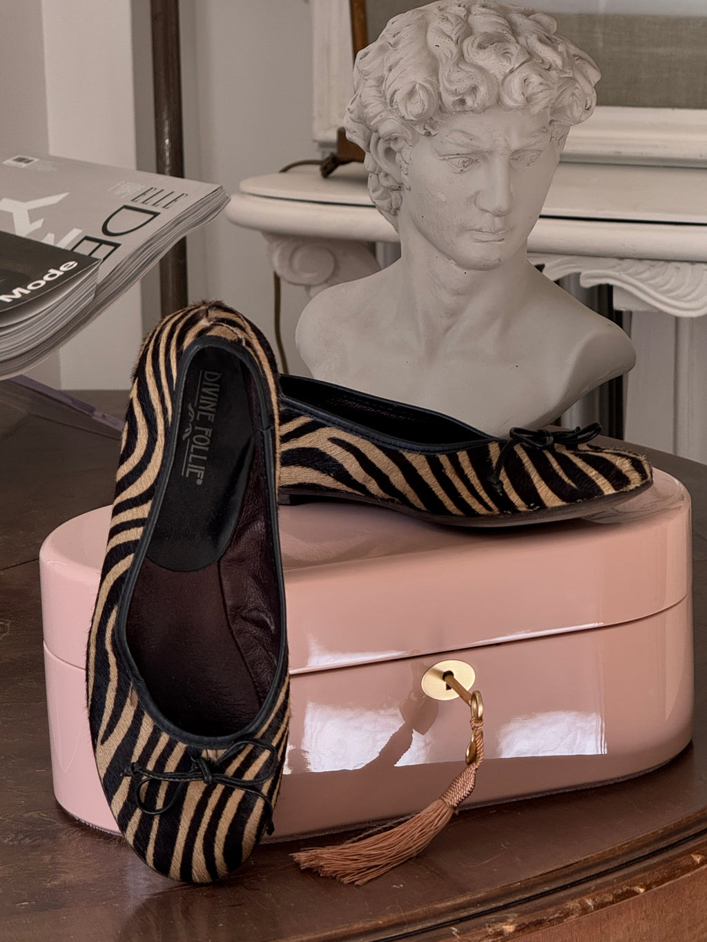 Pony Hair Ballet Flats in Animal-print