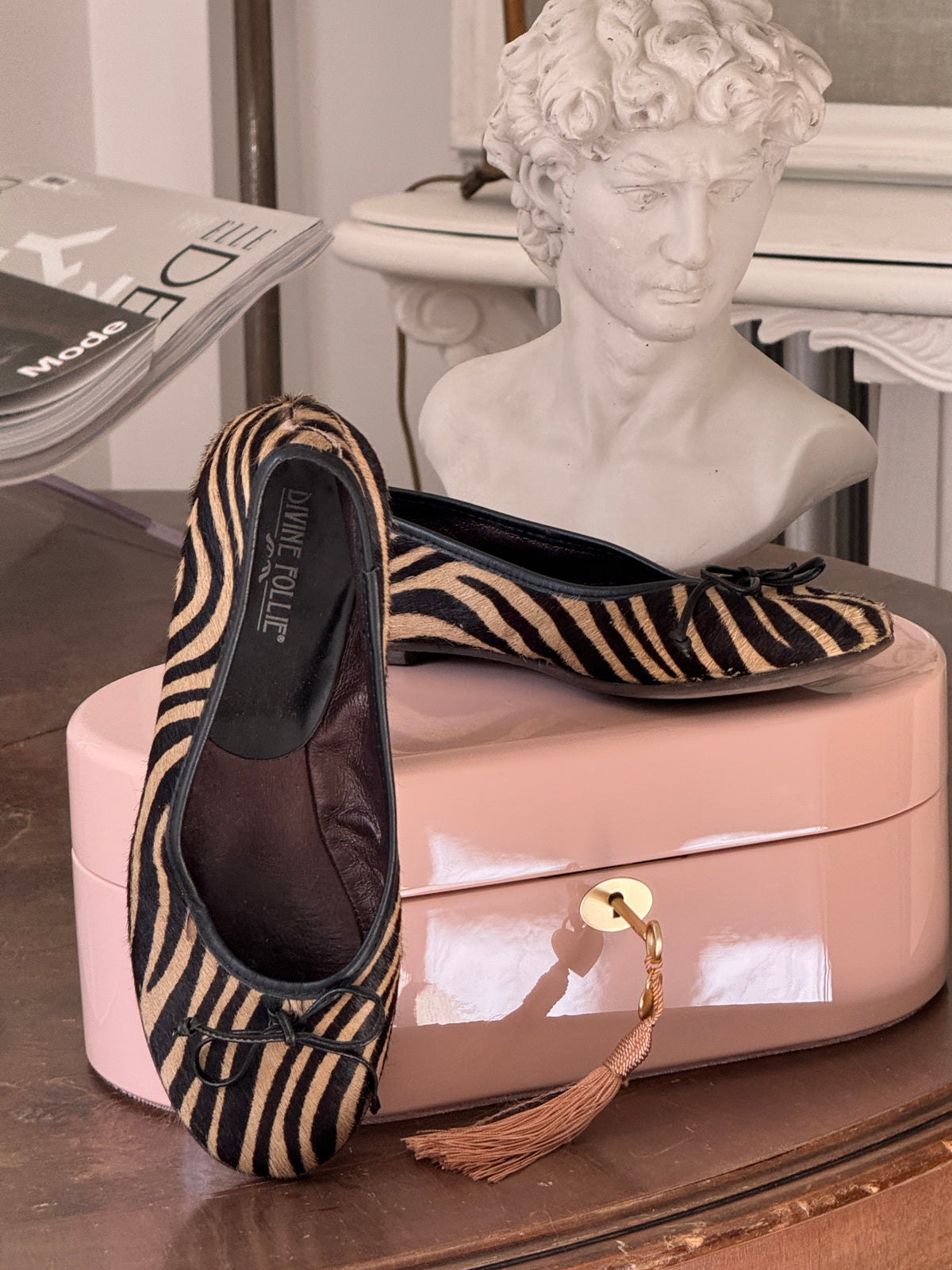 Pony Hair Ballet Flats in Animal-print