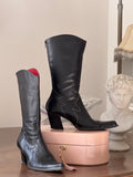 Black Leather Cowboy Boots