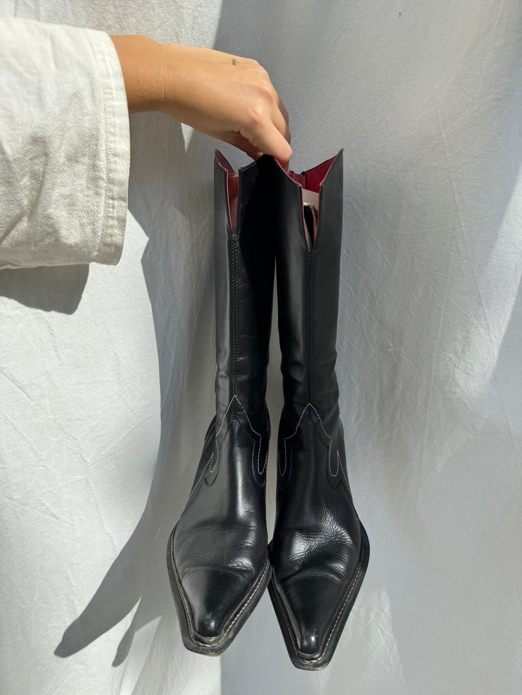 Black Leather Cowboy Boots