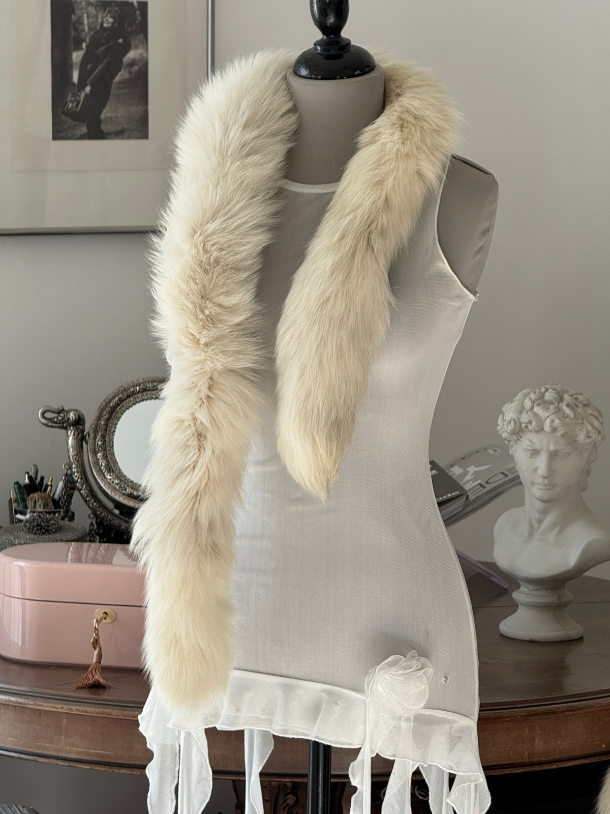 Adorable Creme Statement Fur Scarf