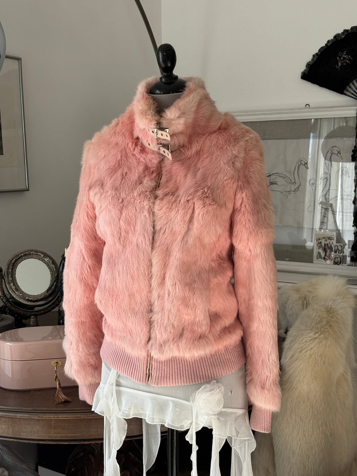 Pink Fur Bomber Jacket