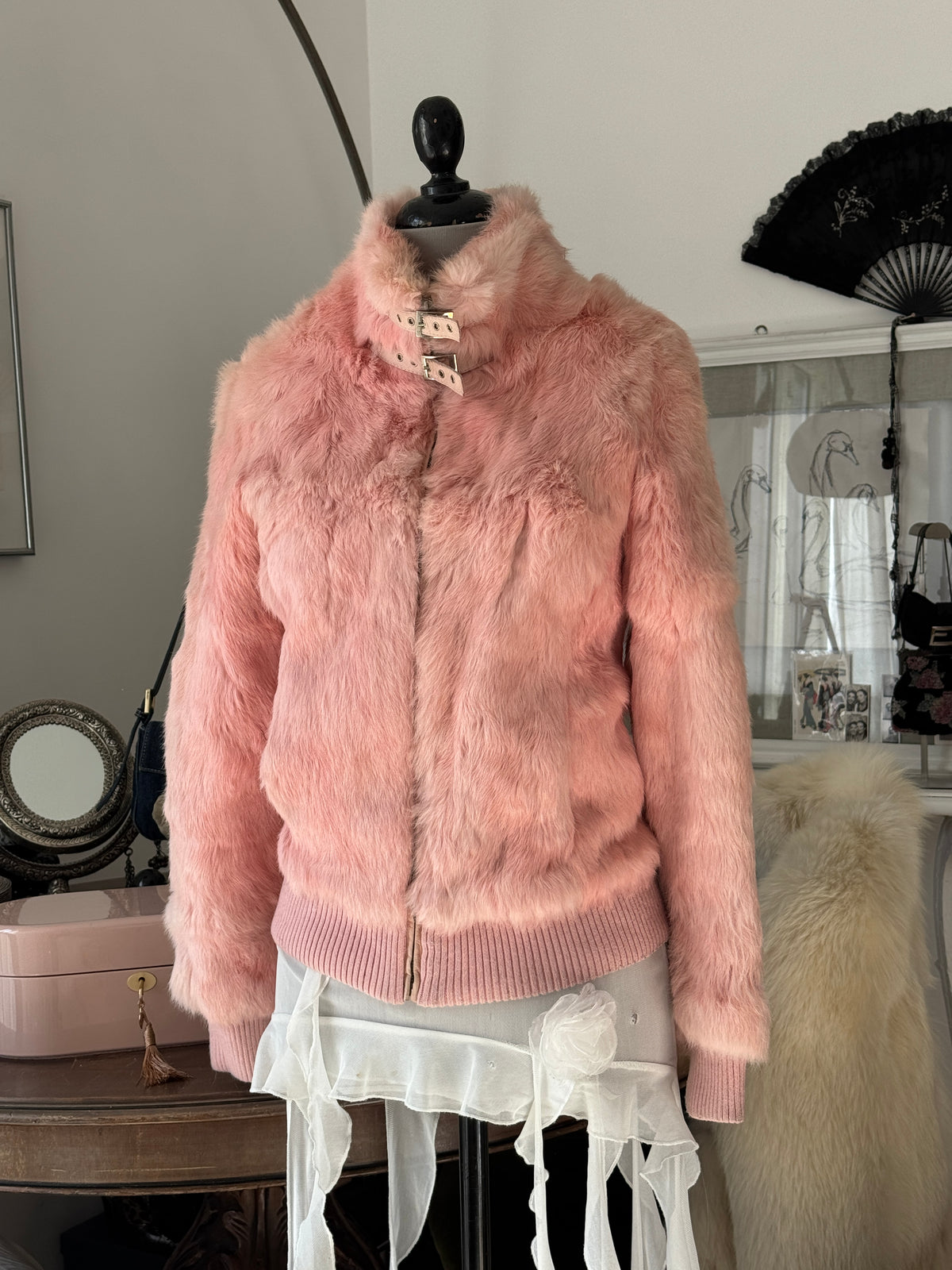 Pink Fur Bomber Jacket