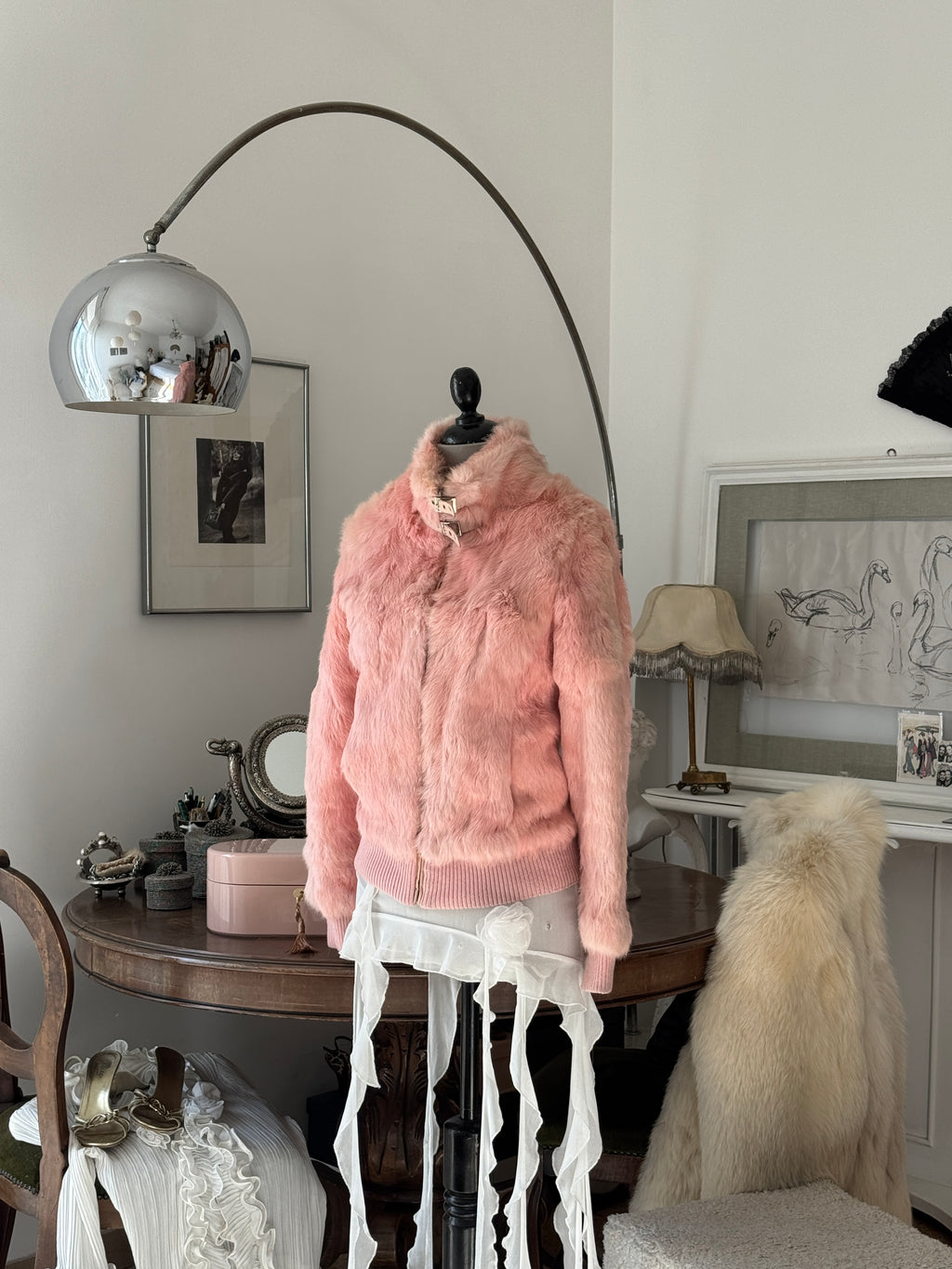Pink Fur Bomber Jacket