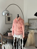 Pink Fur Bomber Jacket