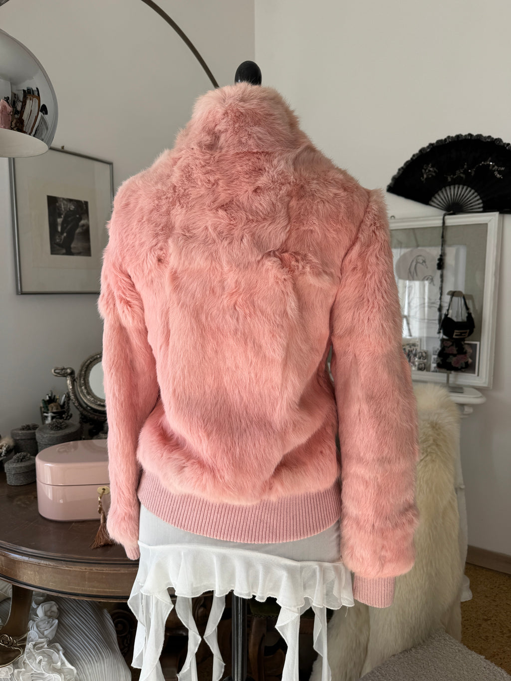 Pink Fur Bomber Jacket