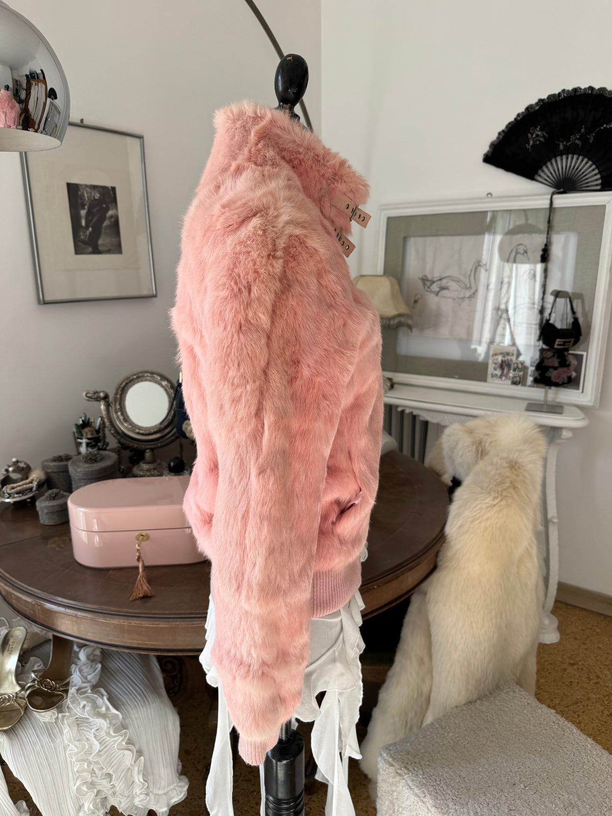 Pink Fur Bomber Jacket