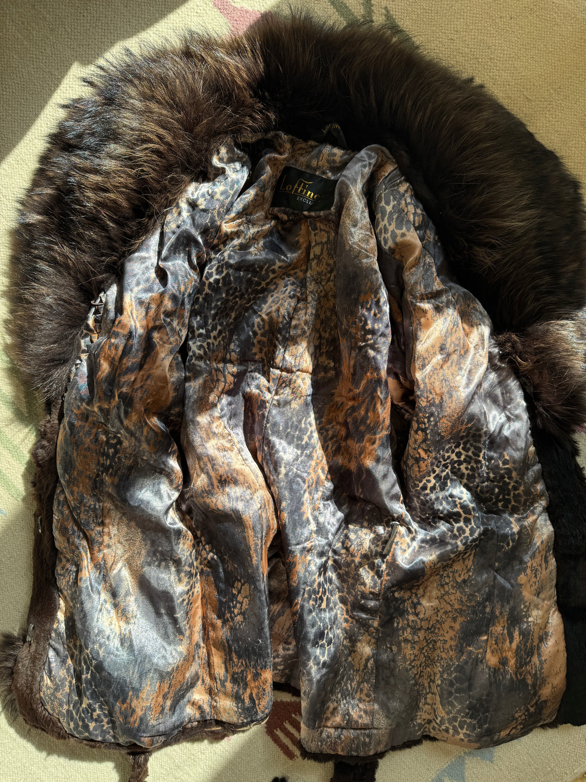 Brown Fur Coat with Collar and Sleeve Details