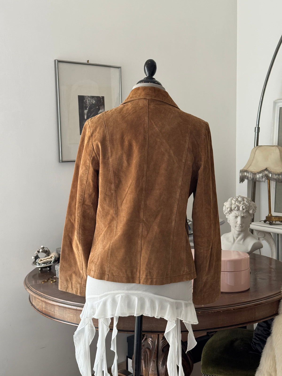 Cropped Brown Suede Blazer
