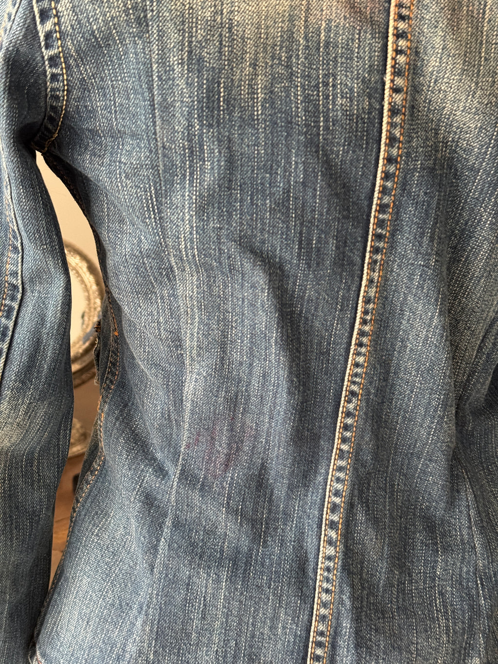 Denim Blazer with Fur Collar