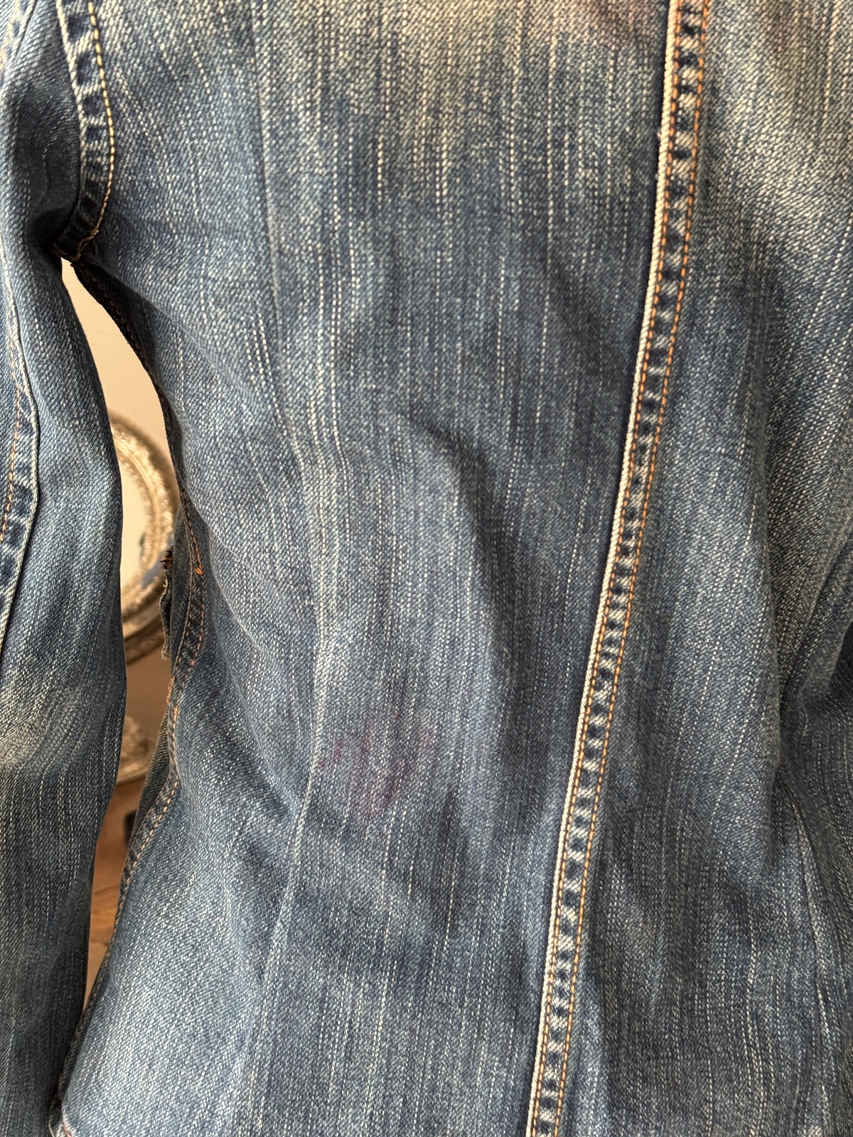 Denim Blazer with Fur Collar