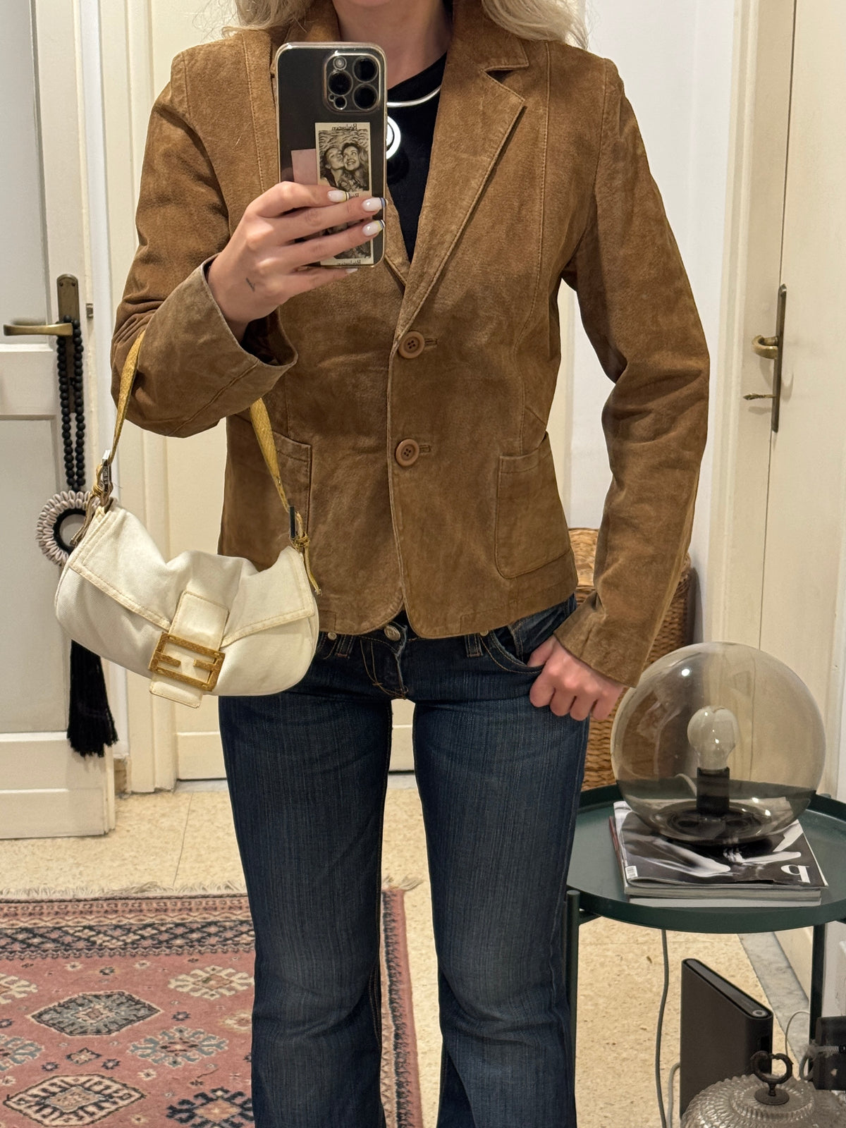 Cropped Brown Suede Blazer