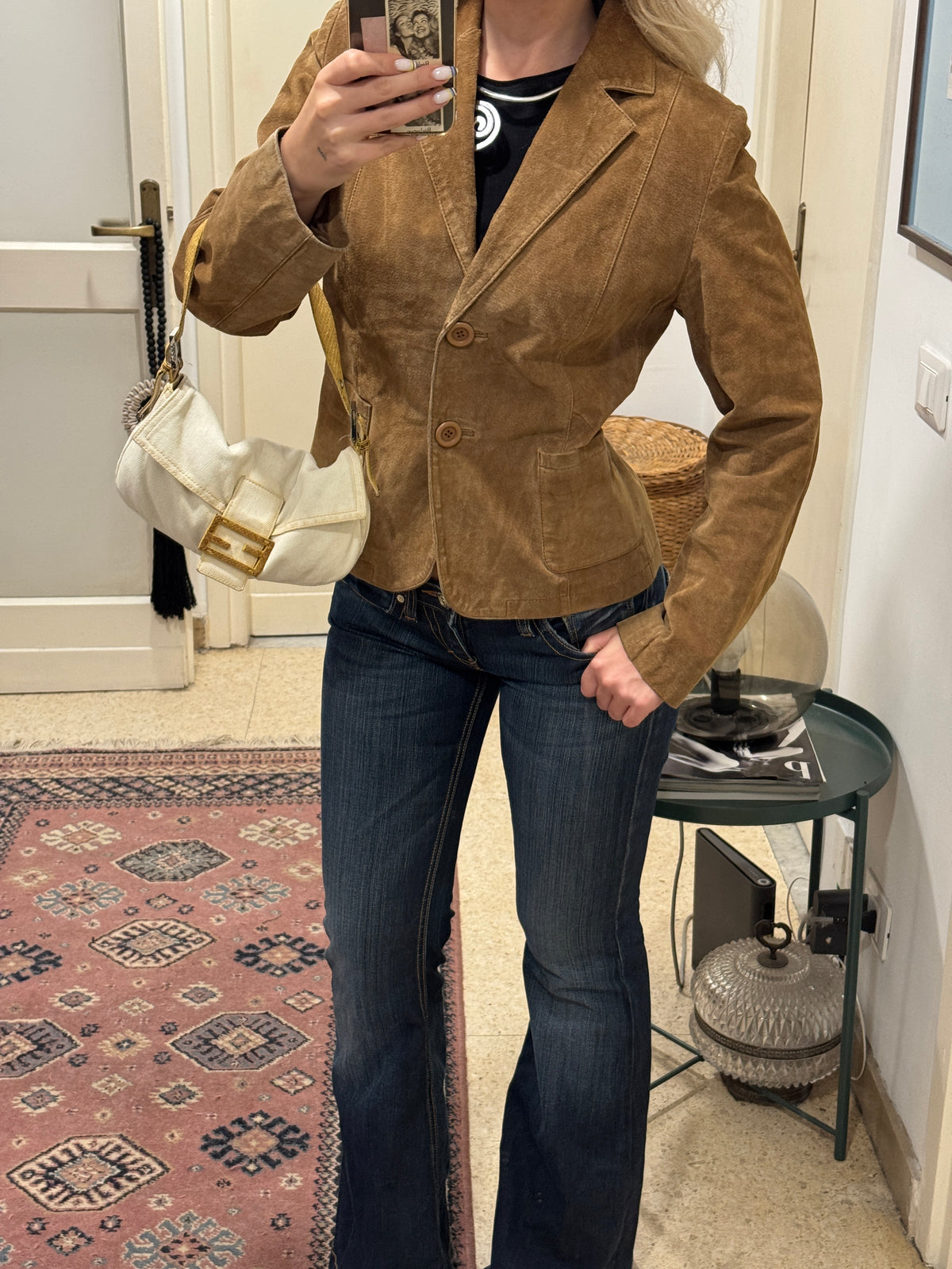 Cropped Brown Suede Blazer