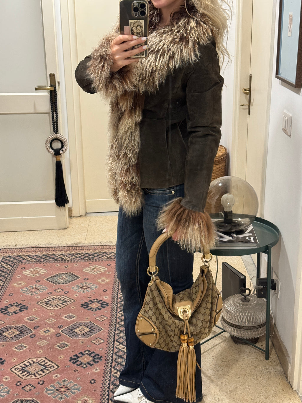 Afghan Leather Coat with Tibet Fur