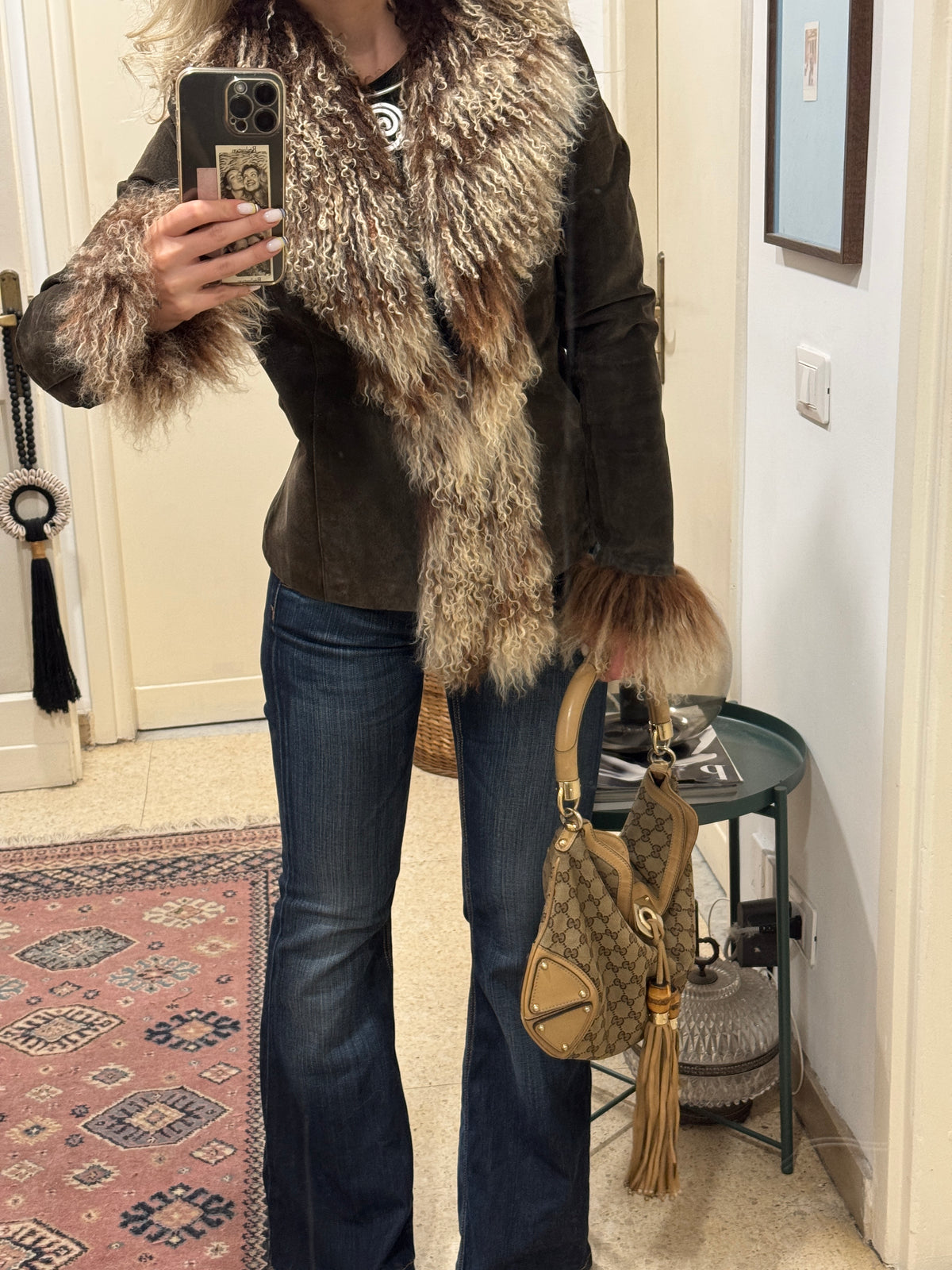 Afghan Leather Coat with Tibet Fur